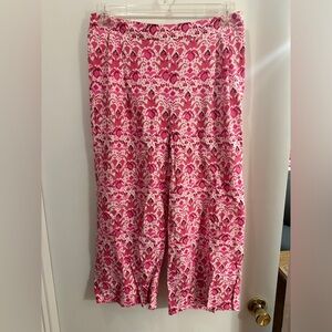 Stella Parker Women’s Wide Leg Pants Pink and White Ikat Size Small